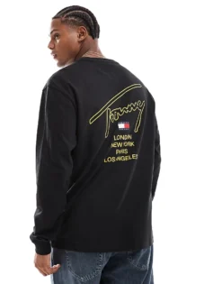 Tommy Jeans Signature Back Print Long Sleeve T-shirt In Black For Men -Tomeans Store 206860039 1 black 1