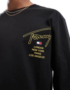 Tommy Jeans Signature Back Print Long Sleeve T-shirt In Black For Men -Tomeans Store 206860039 3