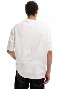 Tommy Jeans Retro Varsity Logo T-shirt In White For Men Ancient White -Tomeans Store 206860045 3