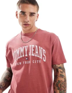 Tommy Jeans Varsity Logo T-shirt In Washed Red For Men Regatta Red -Tomeans Store 206860161 1 regattared 1