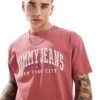 Tommy Jeans Varsity Logo T-shirt In Washed Red For Men Regatta Red