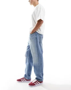 Tommy Jeans Skater Ripped Jeans In Mid Wash With Flag Details For Men Denim Medium -Tomeans Store 206860163 3