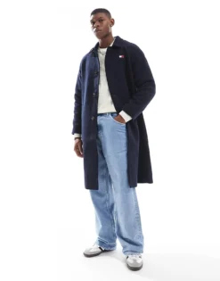 Tommy Jeans Long Wool Coat In Navy For Men Dark Night Navy -Tomeans Store 206860219 1 darknightnavy 1