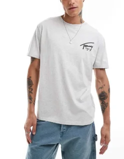 Tommy Jeans Regular Signature Back Print T-shirt In Grey For Men Silver Grey -Tomeans Store 206860247 3