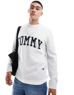 Tommy Jeans Boucle Varsity Jumper In Light Grey For Men Silver Grey -Tomeans Store 206860271 1 silvergrey 1