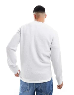 Tommy Jeans Boucle Varsity Jumper In Light Grey For Men Silver Grey -Tomeans Store 206860271 2