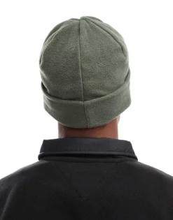 Tommy Jeans Linear Logo Fleece Beanie In Army Green For Men Deep Woods -Tomeans Store 206885500 4