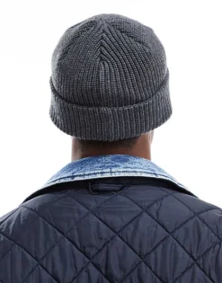 Tommy Jeans Flag Ribbed Beanie In Dark Grey For Men Grey Heather -Tomeans Store 206885662 4