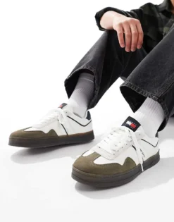 Tommy Jeans Greenwich Retro Trainers With Gum Sole In White For Men Ecru -Tomeans Store 206885707 1 ecru 1