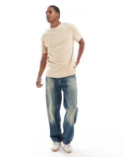 Tommy Jeans Garment Dyed Logo Embroidery T-Shirt In Beige For Men -Tomeans Store 207178308 4