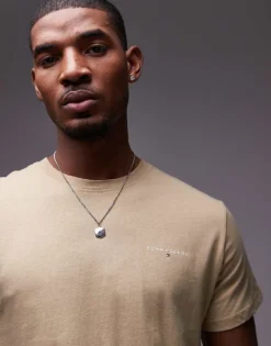 Tommy Jeans 2 Pack Linear Logo T-shirts In Khaki And Beige For Men Green / Tan -Tomeans Store 207285734 3