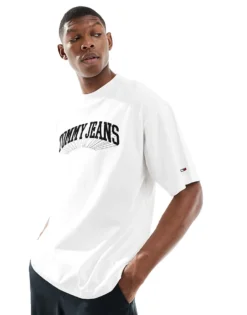 Tommy Jeans Collegiate Logo Oversized T-shirt In White For Men Blanc De Blanc -Tomeans Store 207285735 4