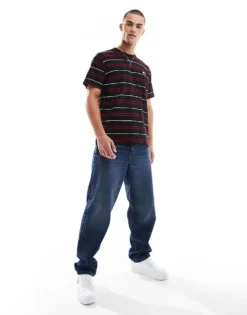 Tommy Jeans Relaxed Badge T-shirt In Black And Red Stripe For Men Black / Stripe -Tomeans Store 207285754 3