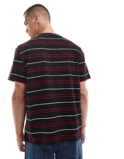 Tommy Jeans Relaxed Badge T-shirt In Black And Red Stripe For Men Black / Stripe -Tomeans Store 207285754 4