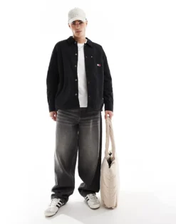 Tommy Jeans Cord Overshirt In Black For Men -Tomeans Store 207285756 4