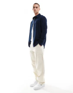 Tommy Jeans Logo Flannel Shirt In Navy For Men Dark Night Navy -Tomeans Store 207285773 3