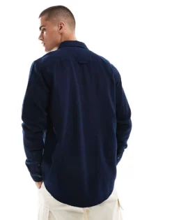 Tommy Jeans Logo Flannel Shirt In Navy For Men Dark Night Navy -Tomeans Store 207285773 4