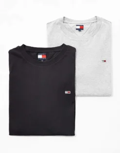 Tommy Jeans 2 Pack Flag Logo T-shirts In Black And Grey For Men Grey Htr / Black -Tomeans Store 207285798 1 greyhtrblack 1