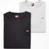 Tommy Jeans 2 Pack Flag Logo T-shirts In Black And Grey For Men Grey Htr / Black