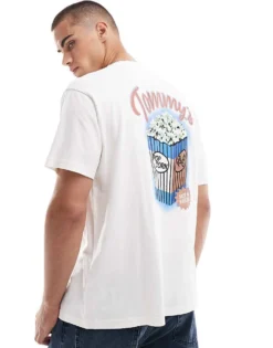 Tommy Jeans Popcorn Back Print Graphic T-shirt In Off White For Men Ancient White -Tomeans Store 207285809 1 ancientwhite 1