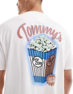 Tommy Jeans Popcorn Back Print Graphic T-shirt In Off White For Men Ancient White -Tomeans Store 207285809 4