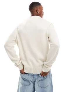 Tommy Jeans Varsity Logo Jumper In Off White For Men Newsprint -Tomeans Store 207285844 3