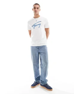 Tommy Jeans Large Logo Signature T-shirt In White For Men Ecru -Tomeans Store 207285868 3