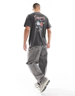 Tommy Jeans Fun Record Backprint Graphic T-shirt In Washed Black For Men -Tomeans Store 207285894 3
