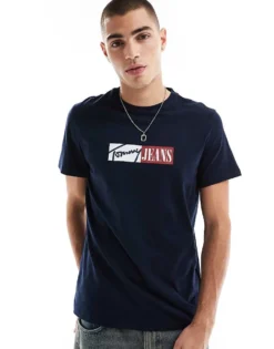 Tommy Jeans Block Font Logo T-shirt In Navy For Men Dark Night Navy -Tomeans Store 207285927 1 darknightnavy 1