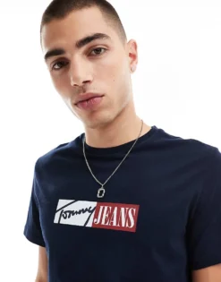 Tommy Jeans Block Font Logo T-shirt In Navy For Men Dark Night Navy -Tomeans Store 207285927 3