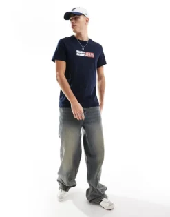 Tommy Jeans Block Font Logo T-shirt In Navy For Men Dark Night Navy -Tomeans Store 207285927 4