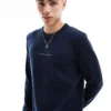 Tommy Jeans Linear Logo Jumper In Navy For Men Dark Night Navy