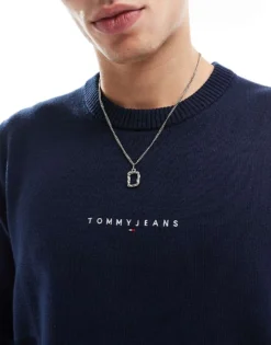 Tommy Jeans Linear Logo Jumper In Navy For Men Dark Night Navy -Tomeans Store 207285990 3