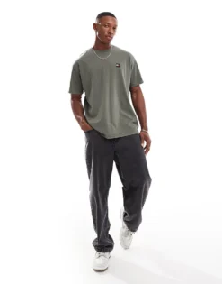 Tommy Jeans Relaxed Badge T-shirt In Washed Dark Olive Green For Men Fatigue Green -Tomeans Store 207285991 4