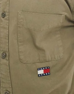 Tommy Jeans Regular Twill Shirts In Washed Khaki For Men Fatigue Green -Tomeans Store 207286136 3