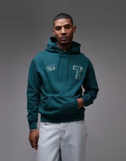 Tommy Jeans Varsity Patch Hoodie In Forest Green For Men Evergreen -Tomeans Store 207286170 1 evergreen 1