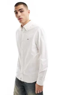 Tommy Jeans Regular Oxford Shirt In White For Men Ecru