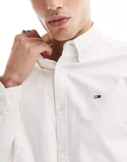 Tommy Jeans Regular Oxford Shirt In White For Men Ecru -Tomeans Store 207286218 3