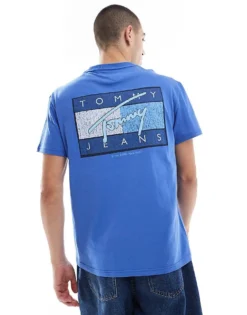 Tommy Jeans Flag Back Print Graphic T-shirt In Blue For Men Tempo Blue