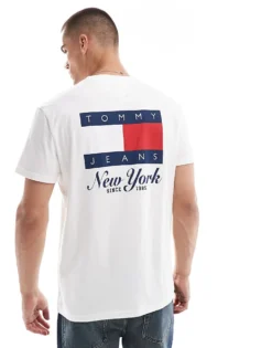 Tommy Jeans Flag Back Print Graphic T-shirt In White For Men Ecru -Tomeans Store 207286244 1 ecru 1