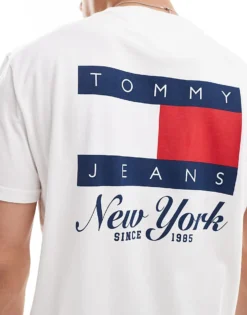 Tommy Jeans Flag Back Print Graphic T-shirt In White For Men Ecru -Tomeans Store 207286244 3