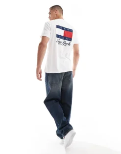Tommy Jeans Flag Back Print Graphic T-shirt In White For Men Ecru -Tomeans Store 207286244 4