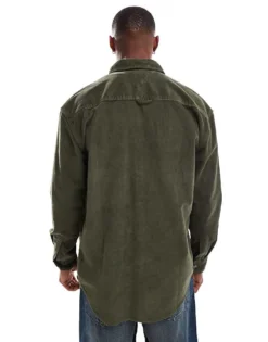 Tommy Jeans Cord Shirt In Dark Olive Green For Men Fatigue Green -Tomeans Store 207286263 2