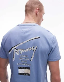 Tommy Jeans Regular Signature Back Print T-shirt In Blue For Men Colorado Blue -Tomeans Store 207286269 1 coloradoblue 1