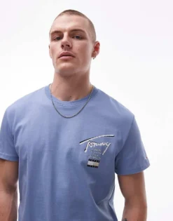 Tommy Jeans Regular Signature Back Print T-shirt In Blue For Men Colorado Blue -Tomeans Store 207286269 4