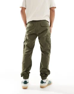Tommy Jeans Ryan Cargo Trousers In Olive Green For Men Fatigue Green -Tomeans Store 207286296 4