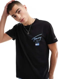 Tommy Jeans Regular Signature Back Print T-shirt In Black And Blue For Men -Tomeans Store 207286327 1 black 1