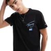 Tommy Jeans Regular Signature Back Print T-shirt In Black And Blue For Men