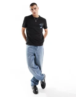 Tommy Jeans Regular Signature Back Print T-shirt In Black And Blue For Men -Tomeans Store 207286327 4
