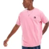 Tommy Jeans Relaxed Badge T-shirt In Bright Pink For Men Preppy Pink